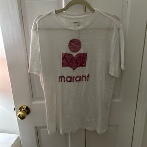 Isabel Marant White and Pink Logo Tee